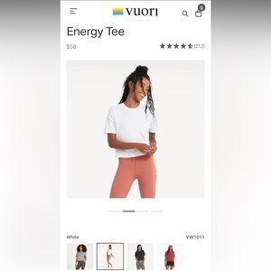 NWT, Vuori Energy Tee, white, size XS